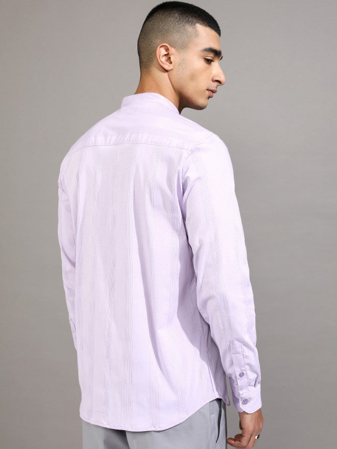 Highlander Men Lavender Checked Regular Fit Casual Shirt - Lavender - Image 3