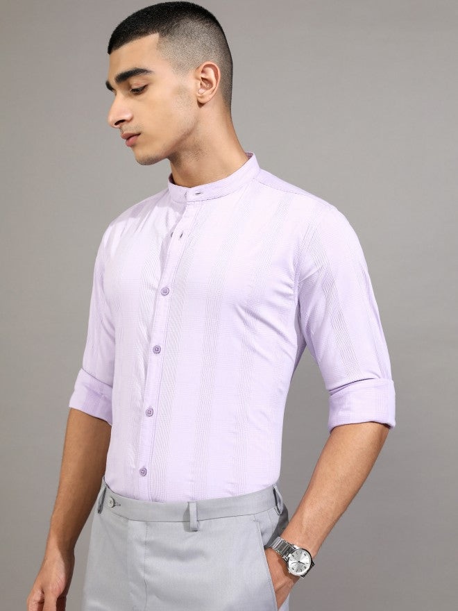 Highlander Men Lavender Checked Regular Fit Casual Shirt - Lavender - Image 4