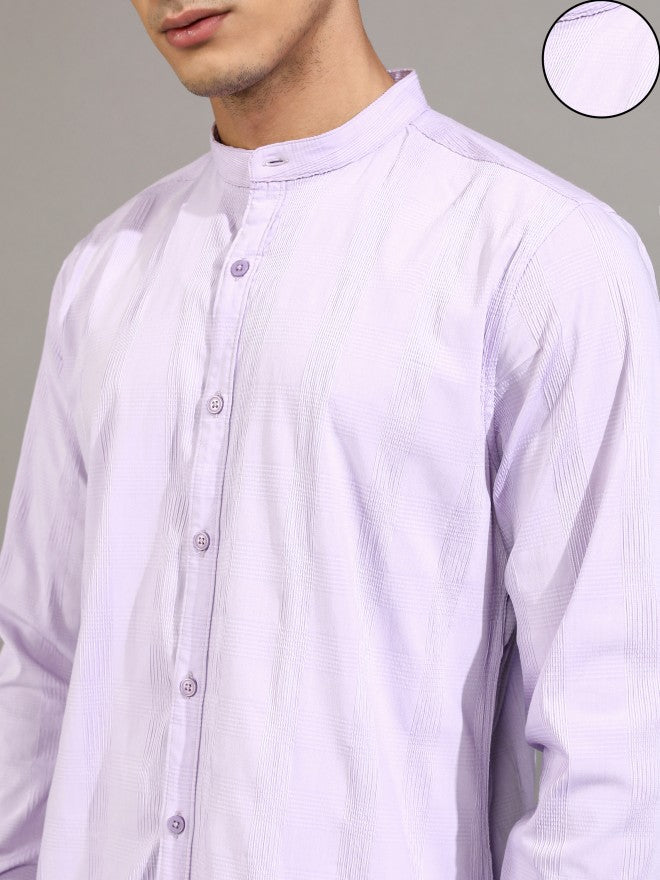 Highlander Men Lavender Checked Regular Fit Casual Shirt - Lavender - Image 5