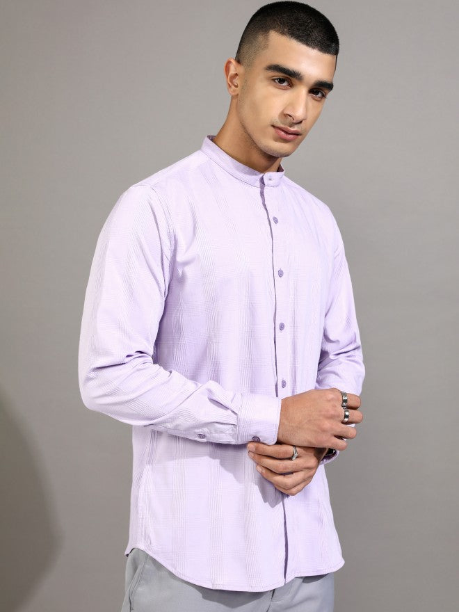 Highlander Men Lavender Checked Regular Fit Casual Shirt - Lavender - Image 6