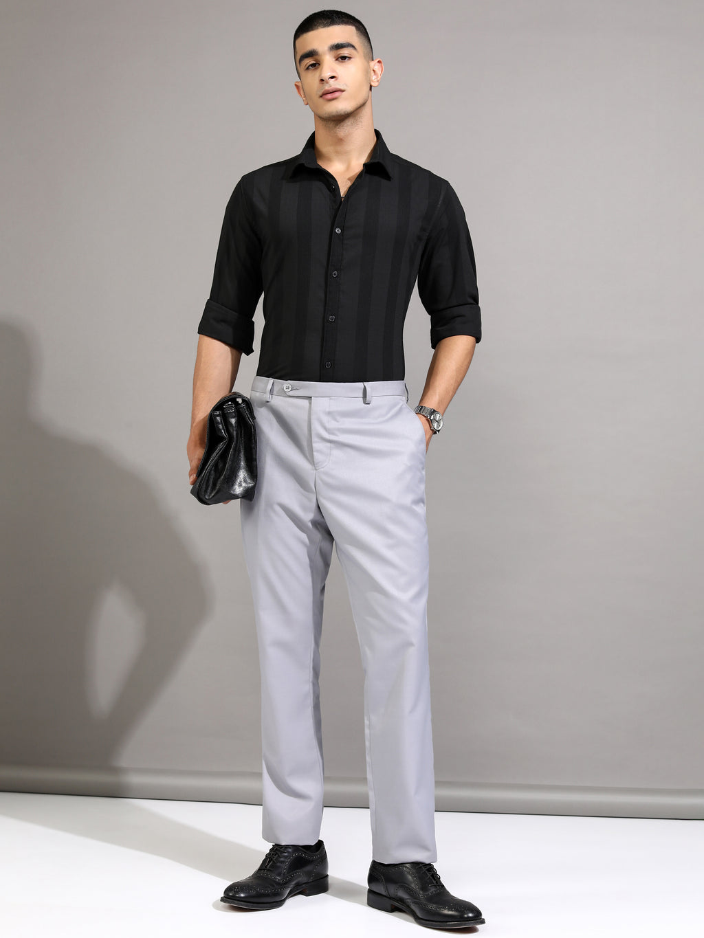 Highlander Men Black Striped Slim Fit Casual Shirt - Black - Image 2