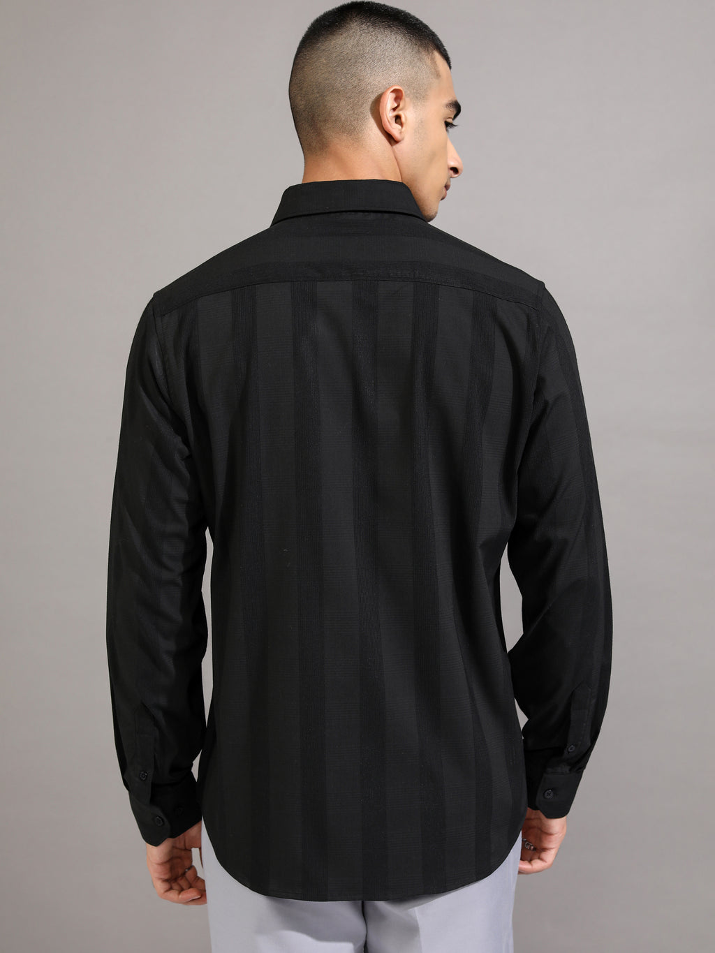 Highlander Men Black Striped Slim Fit Casual Shirt - Black - Image 3
