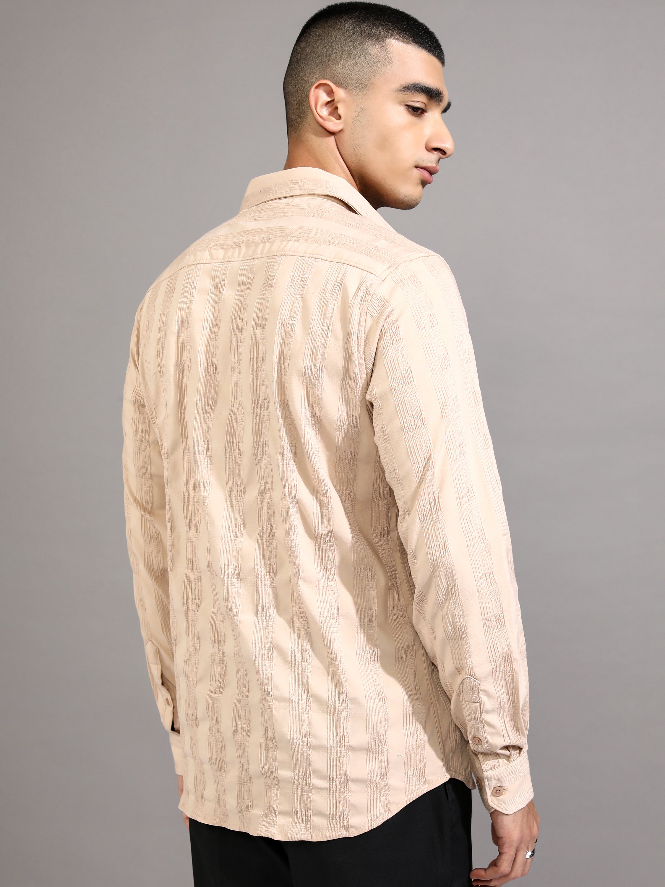 Highlander Men Beige Checked Slim Fit Casual Shirt - Beige - Image 3