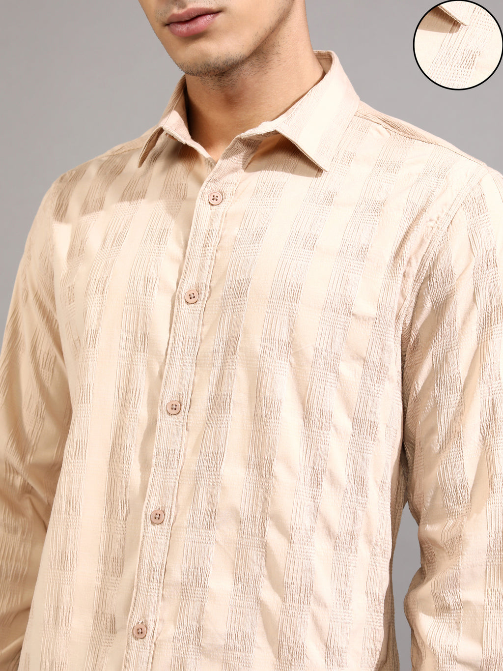 Highlander Men Beige Checked Slim Fit Casual Shirt - Beige - Image 5