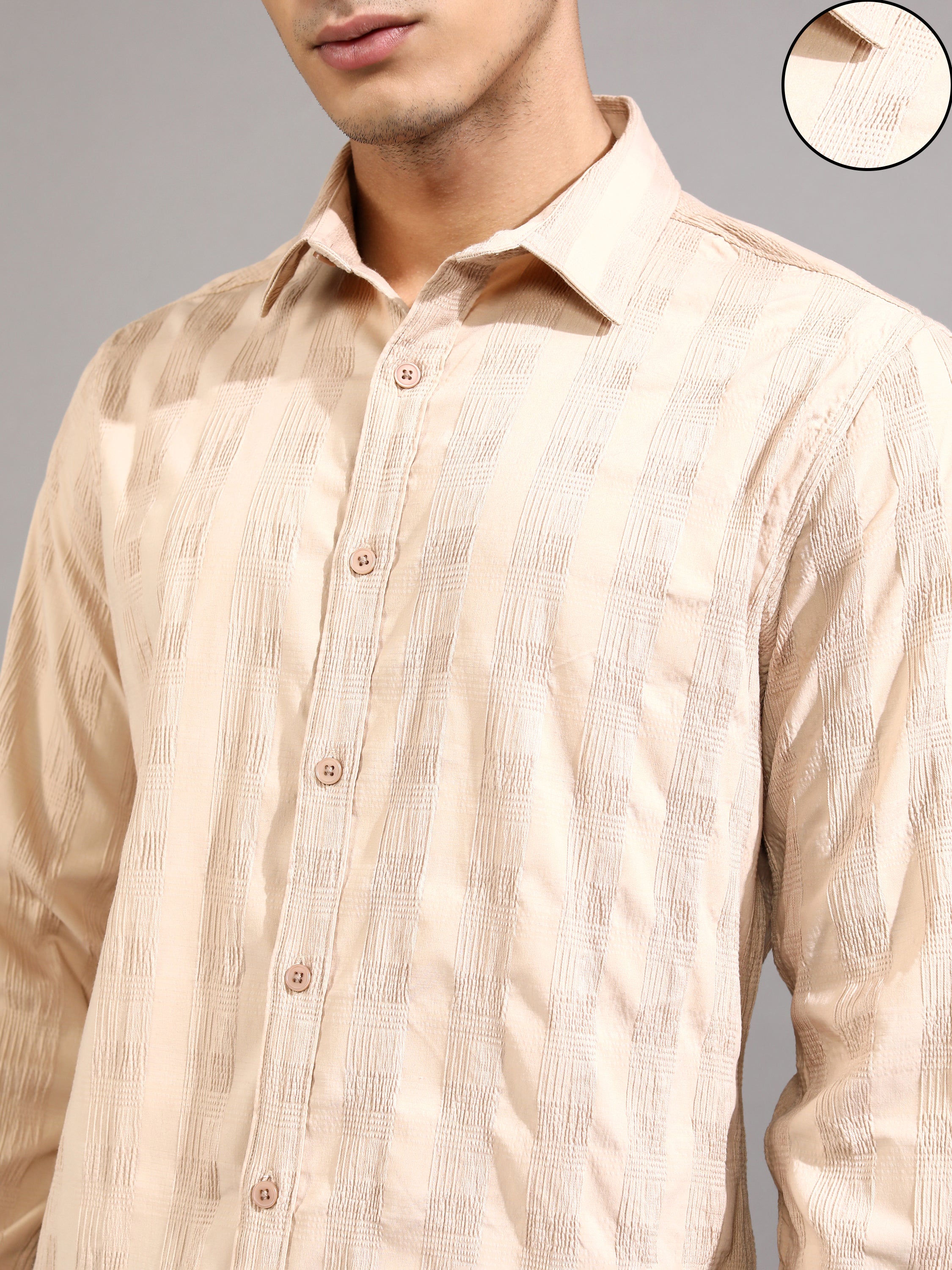 Highlander Men Beige Checked Slim Fit Casual Shirt - Beige - Image 5