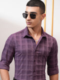 Highlander Men Purple Self Design Slim Fit Casual Shirt - Purple - Image 1