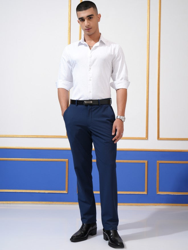 Highlander Men White Textured Slim Fit Casual Shirt - White - Image 2