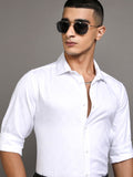 Highlander Men White Textured Slim Fit Casual Shirt - White - Image 1