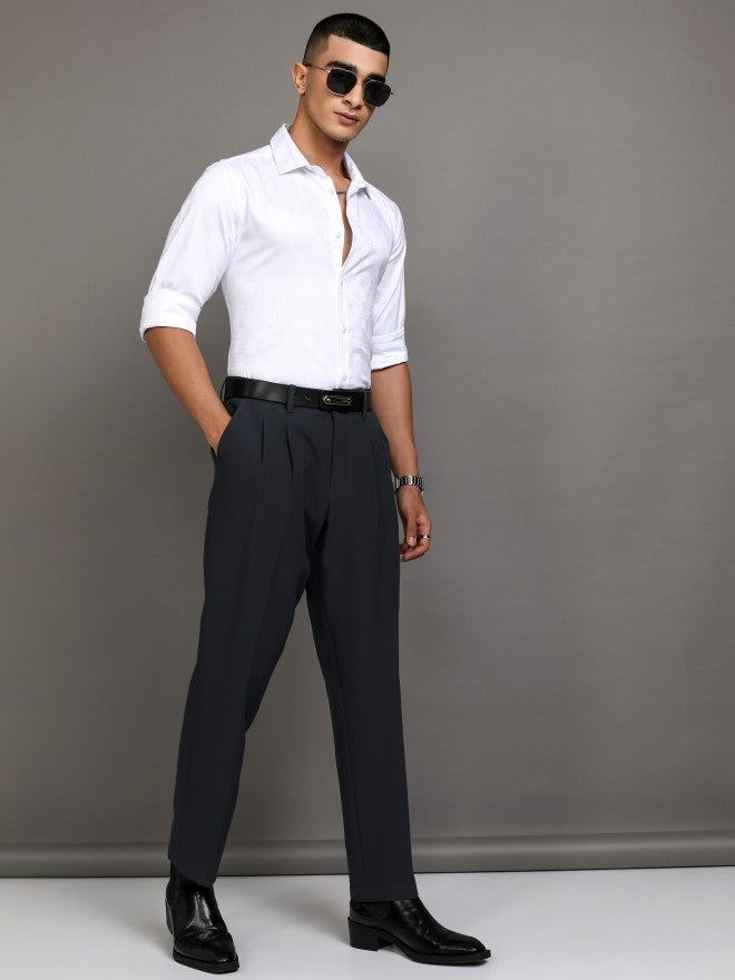 Highlander Men White Textured Slim Fit Casual Shirt - White - Image 2