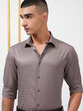 Highlander Men Pink Textured Slim Fit Casual Shirt - Pink - Image 1