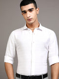 Highlander Men White Textured Slim Fit Casual Shirt - White - Image 1