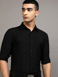 Highlander Men Black Textured Regular Fit Casual Shirt - Black - Image 1