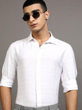 Highlander Men White Textured Regular Fit Casual Shirt - White - Image 1