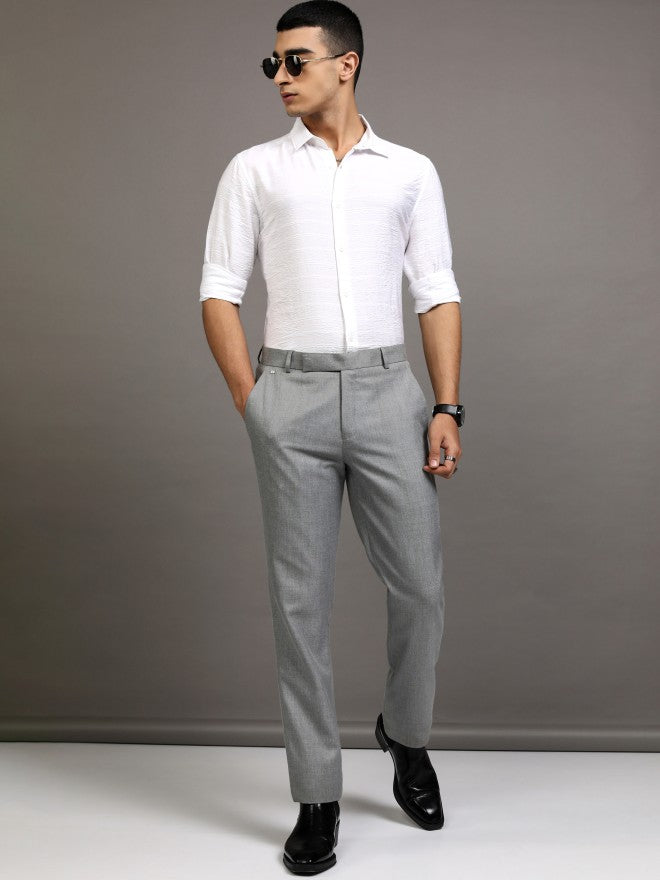 Highlander Men White Textured Regular Fit Casual Shirt - White - Image 2