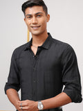 Highlander Men Black Checked Slim Fit Casual Shirt - Black - Image 1