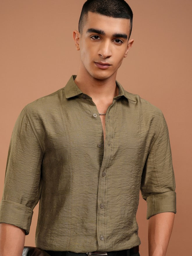 Highlander Men Beige Checked Slim Fit Casual Shirt - Beige - Image 1