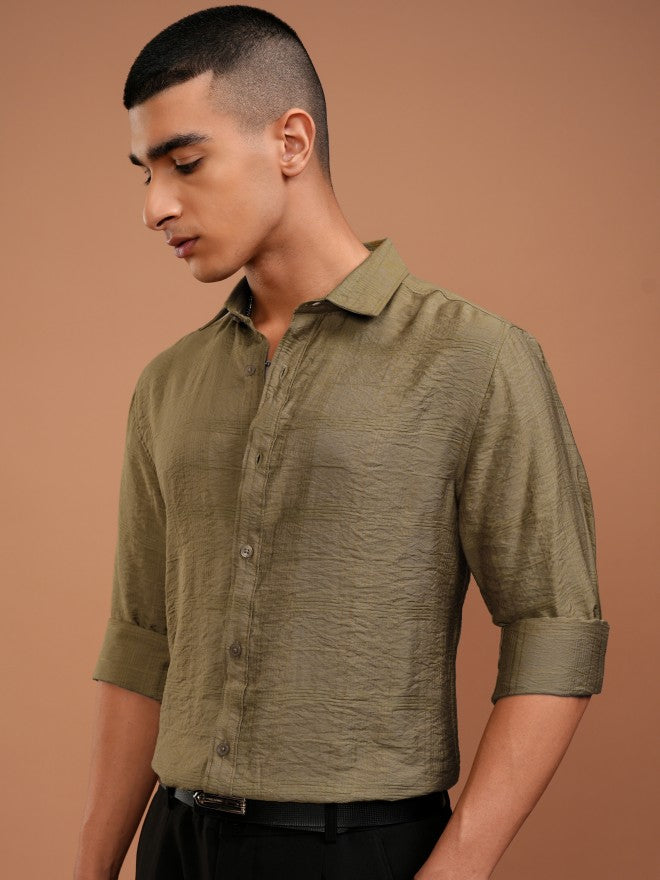 Highlander Men Beige Checked Slim Fit Casual Shirt - Beige - Image 4