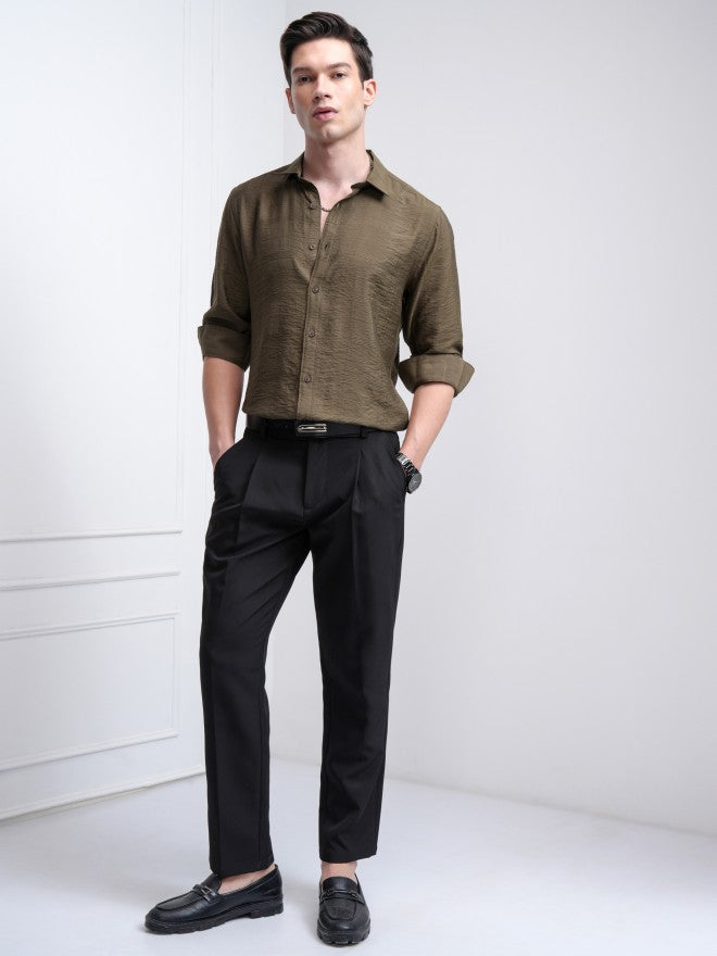 Highlander Men Khaki Checked Slim Fit Casual Shirt - Khaki - Image 2
