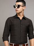 Highlander Men Brown Self Design Slim Fit Casual Shirt - Brown - Image 1