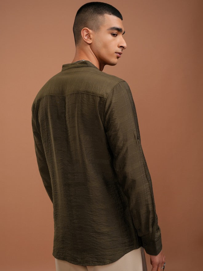 Highlander Men Khaki Checked Regular Fit Casual Shirt - Khaki - Image 3