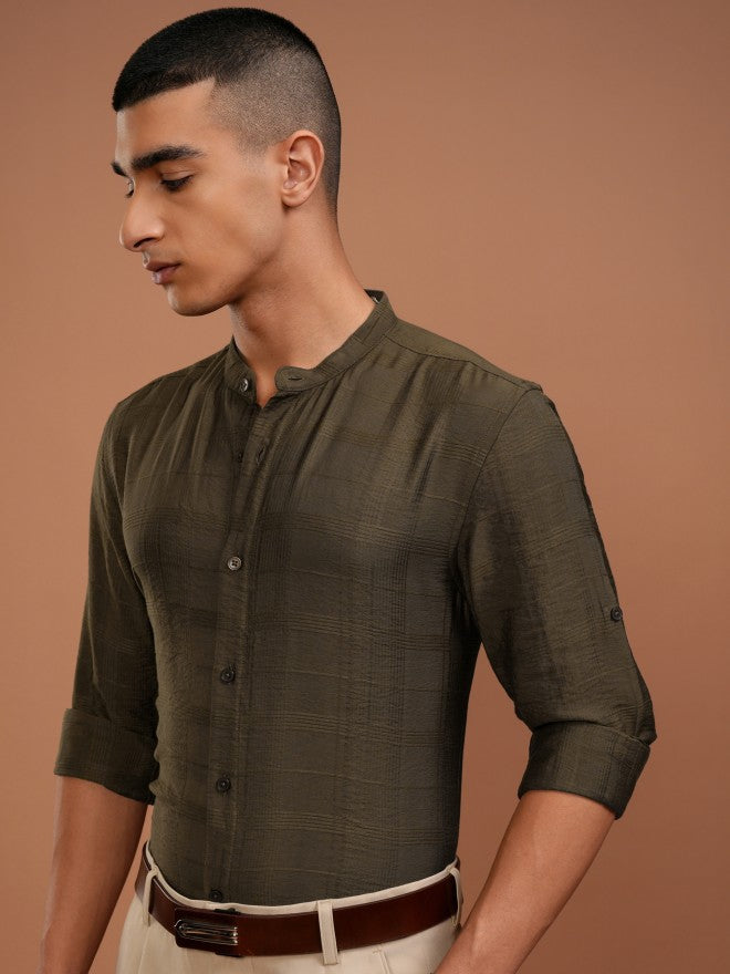 Highlander Men Khaki Checked Regular Fit Casual Shirt - Khaki - Image 4