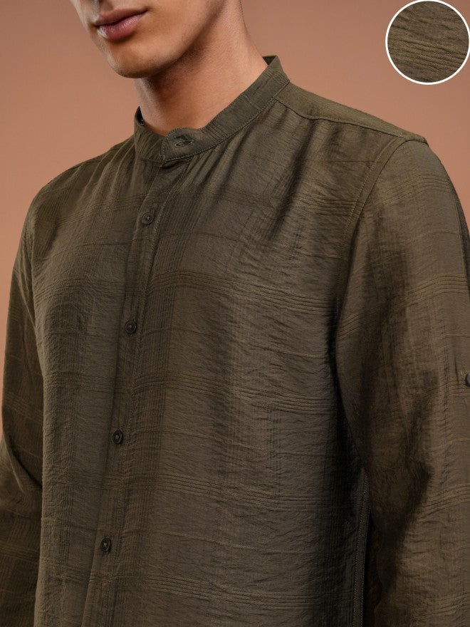 Highlander Men Khaki Checked Regular Fit Casual Shirt - Khaki - Image 5