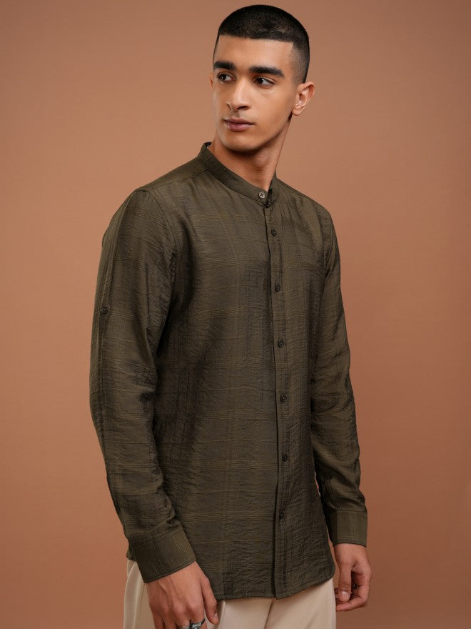 Highlander Men Khaki Checked Regular Fit Casual Shirt - Khaki - Image 6