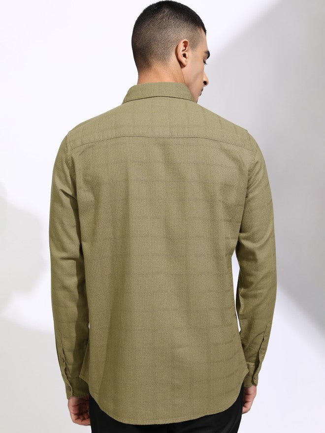 Highlander Men Khaki Textured Regular Fit Casual Shirt - Khaki - Image 3