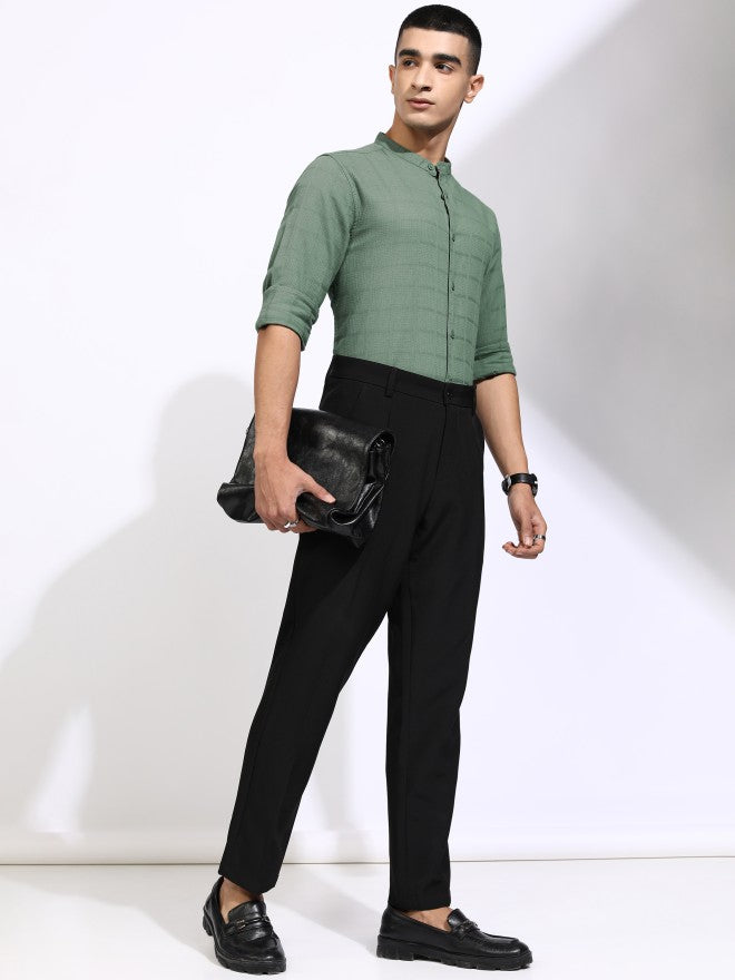Highlander Men Olive Textured Regular Fit Casual Shirt - Olive - Image 2