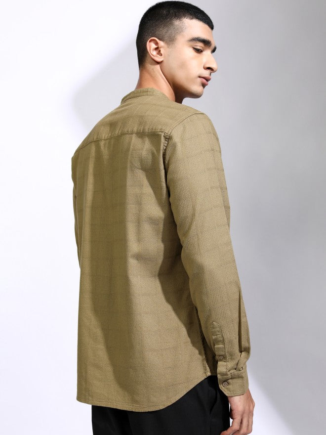 Highlander Men Khaki Textured Regular Fit Casual Shirt - Khaki - Image 3