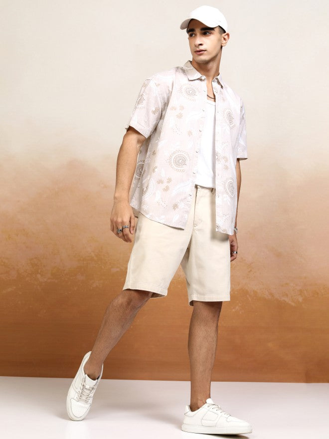 Highlander Men Beige Printed Relaxed Fit Casual Shirt - Beige - Image 2