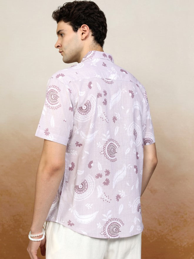 Highlander Men Pink Printed Relaxed Fit Casual Shirt - Pink - Image 3