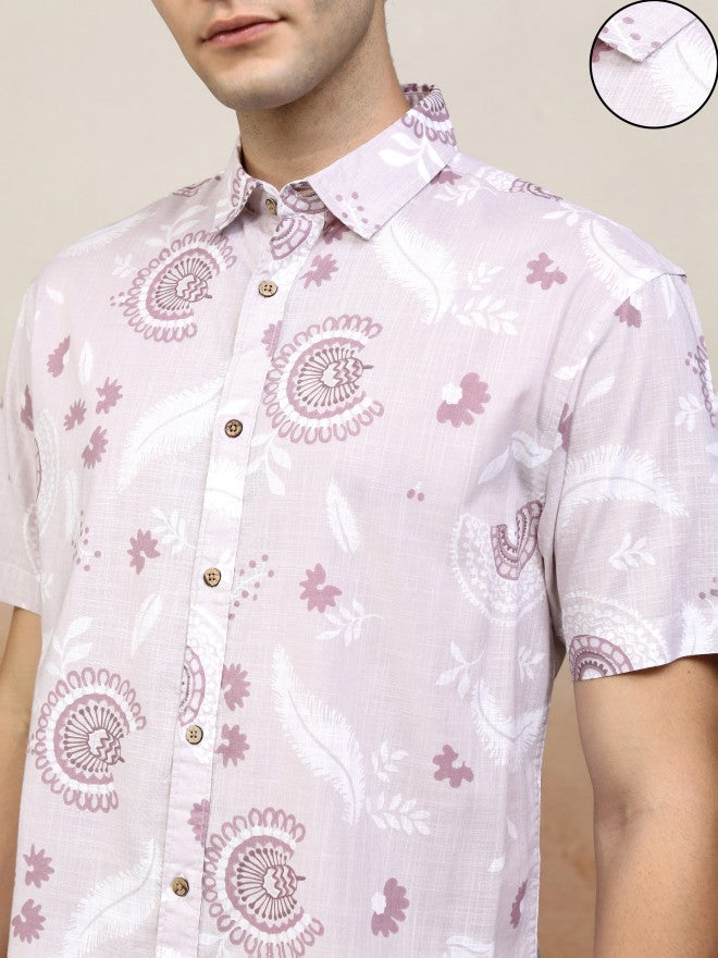 Highlander Men Pink Printed Relaxed Fit Casual Shirt - Pink - Image 5