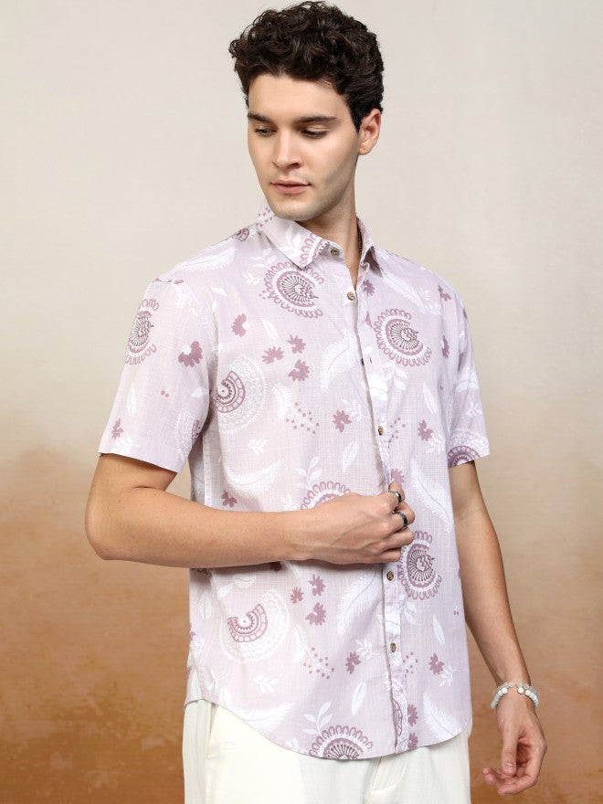 Highlander Men Pink Printed Relaxed Fit Casual Shirt - Pink - Image 6