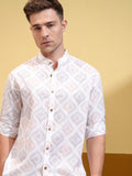 Highlander Men White Printed Relaxed Fit Casual Shirt - White - Image 1