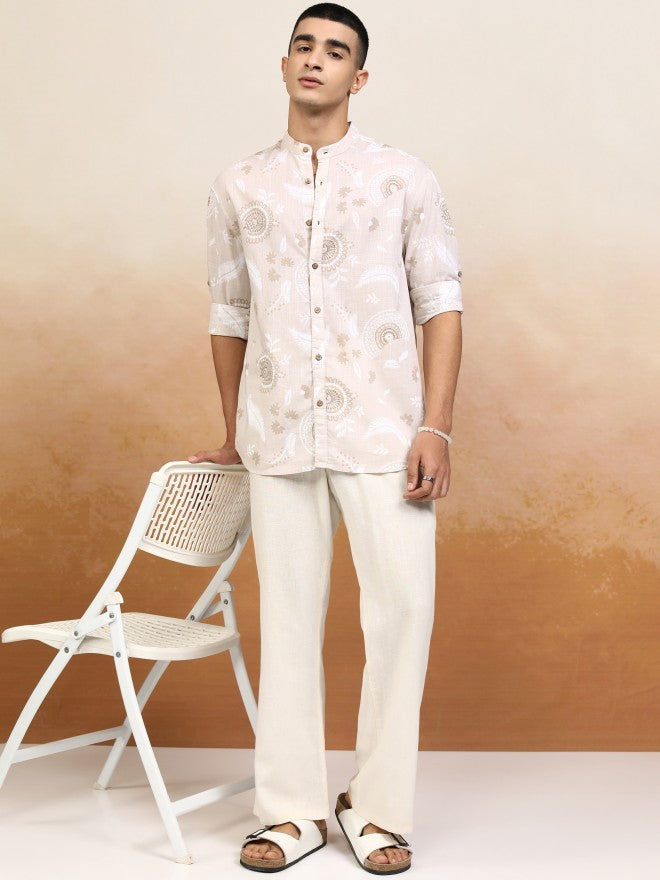 Highlander Men Beige Printed Relaxed Fit Casual Shirt - Beige - Image 2