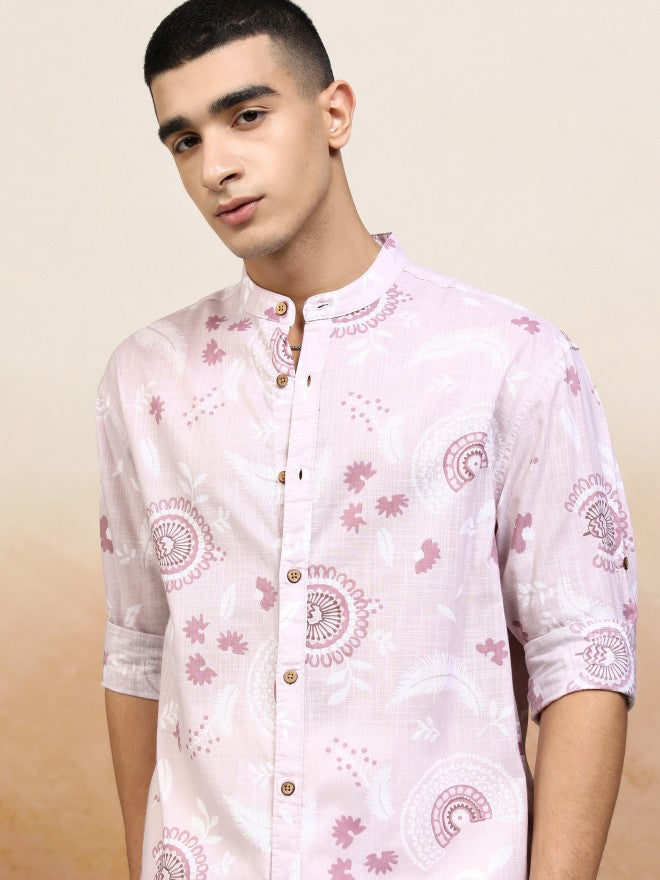 Highlander Men Pink Printed Relaxed Fit Casual Shirt - Pink - Image 1