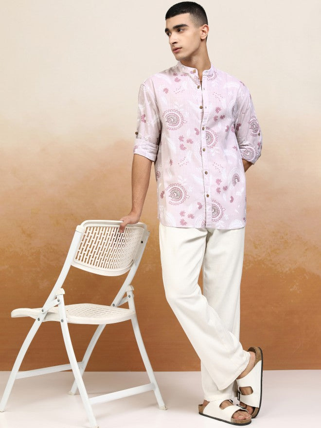Highlander Men Pink Printed Relaxed Fit Casual Shirt - Pink - Image 2