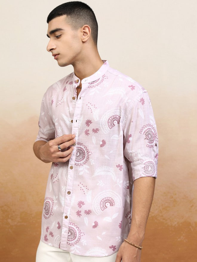 Highlander Men Pink Printed Relaxed Fit Casual Shirt - Pink - Image 4