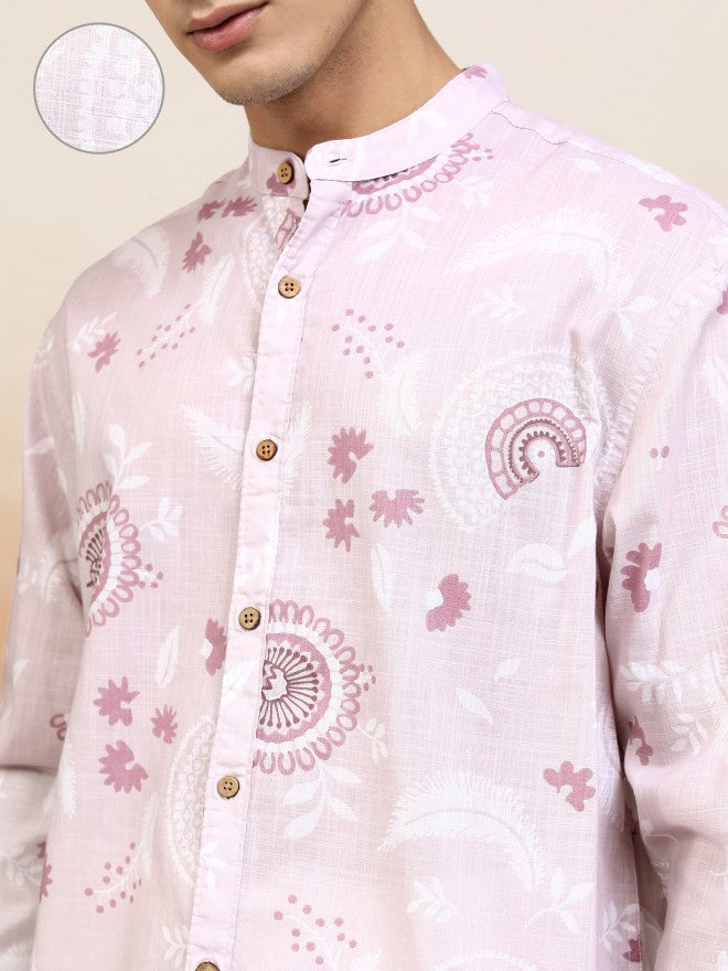 Highlander Men Pink Printed Relaxed Fit Casual Shirt - Pink - Image 5