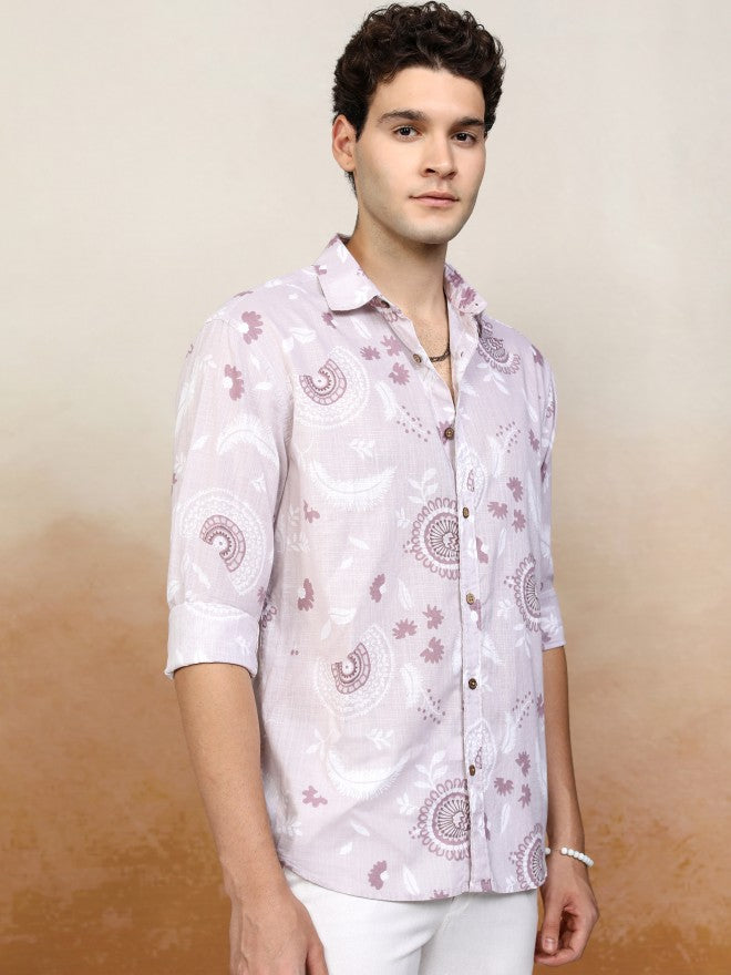 Highlander Men Lavender Printed Relaxed Fit Casual Shirt - Lavender - Image 6