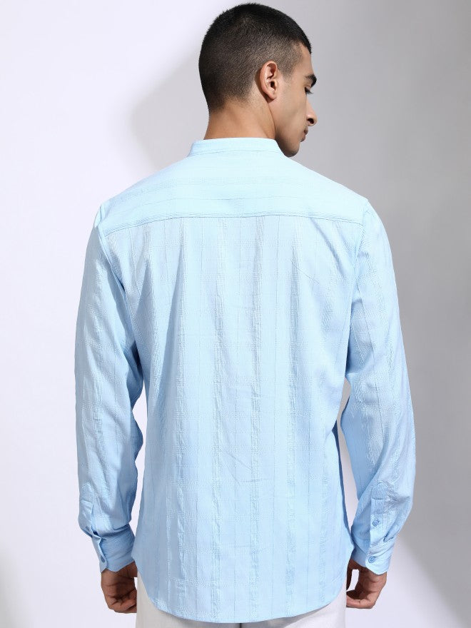 Highlander Men Blue Checked Regular Fit Casual Shirt - Blue - Image 3
