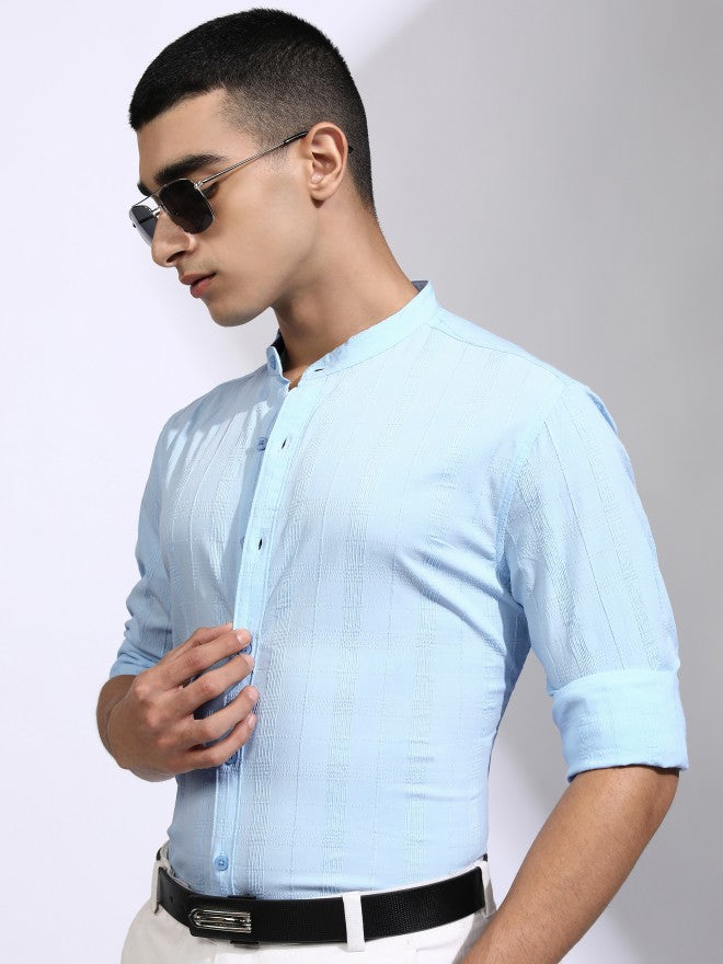 Highlander Men Blue Checked Regular Fit Casual Shirt - Blue - Image 4