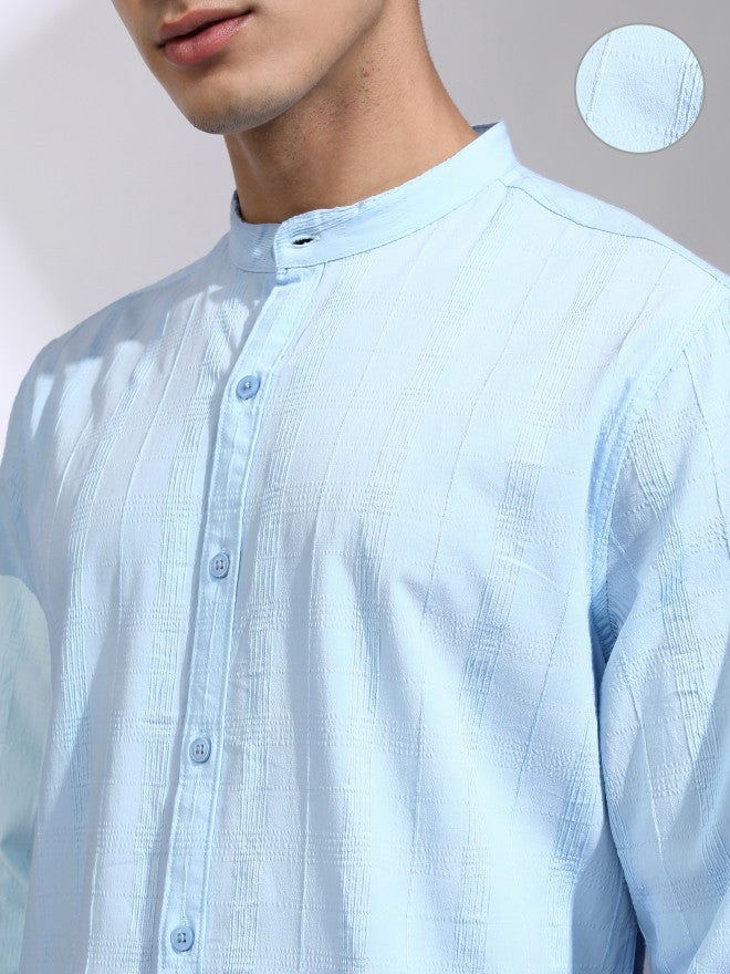 Highlander Men Blue Checked Regular Fit Casual Shirt - Blue - Image 5