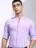 Highlander Men Lavender Striped Regular Fit Casual Shirt - Lavender - Image 1
