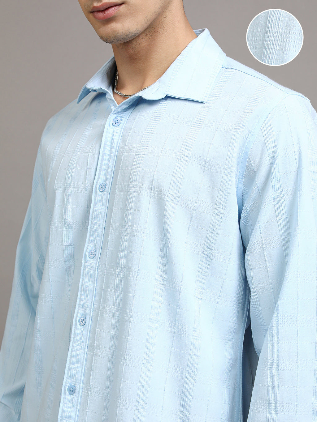 Highlander Men Blue Checked Slim Fit Casual Shirt - Blue - Image 5