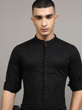 Highlander Men Black Solid Regular Fit Casual Shirt - Black - Image 1