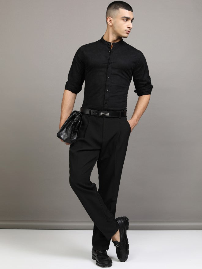 Highlander Men Black Solid Regular Fit Casual Shirt - Black - Image 2