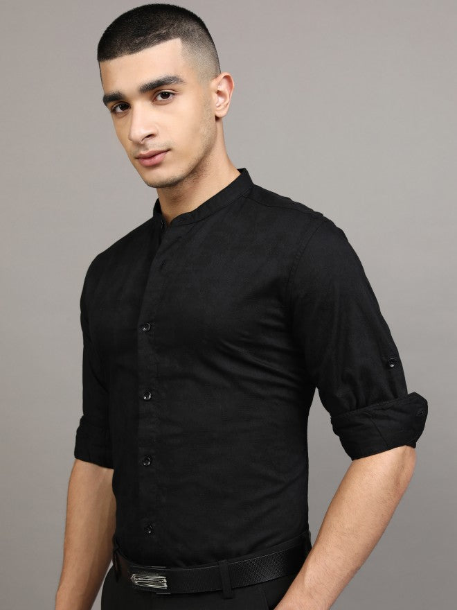 Highlander Men Black Solid Regular Fit Casual Shirt - Black - Image 4