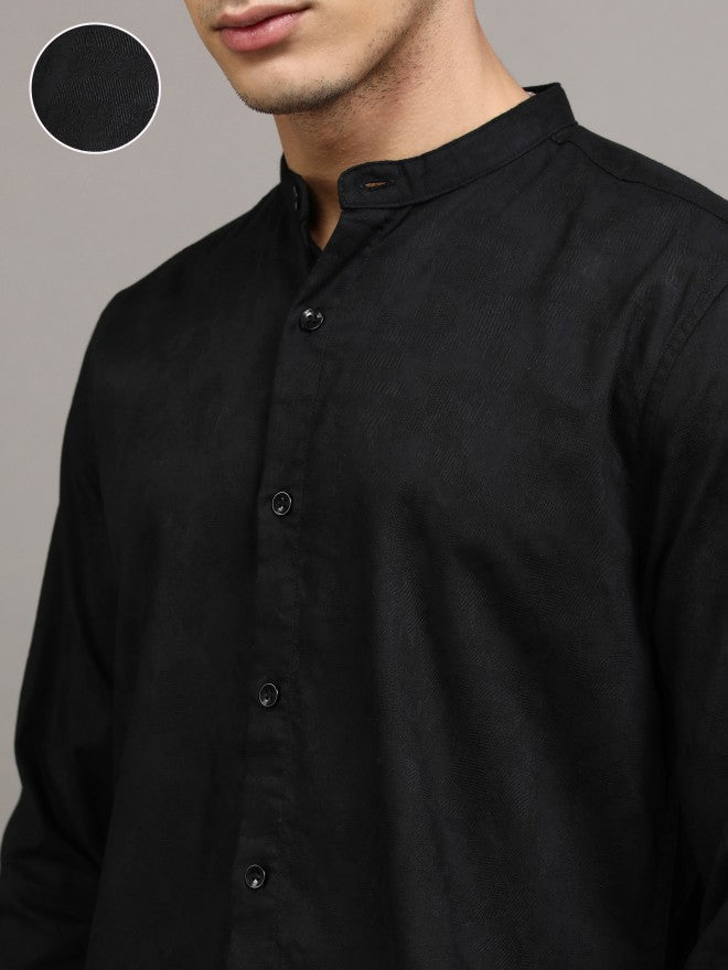 Highlander Men Black Solid Regular Fit Casual Shirt - Black - Image 5